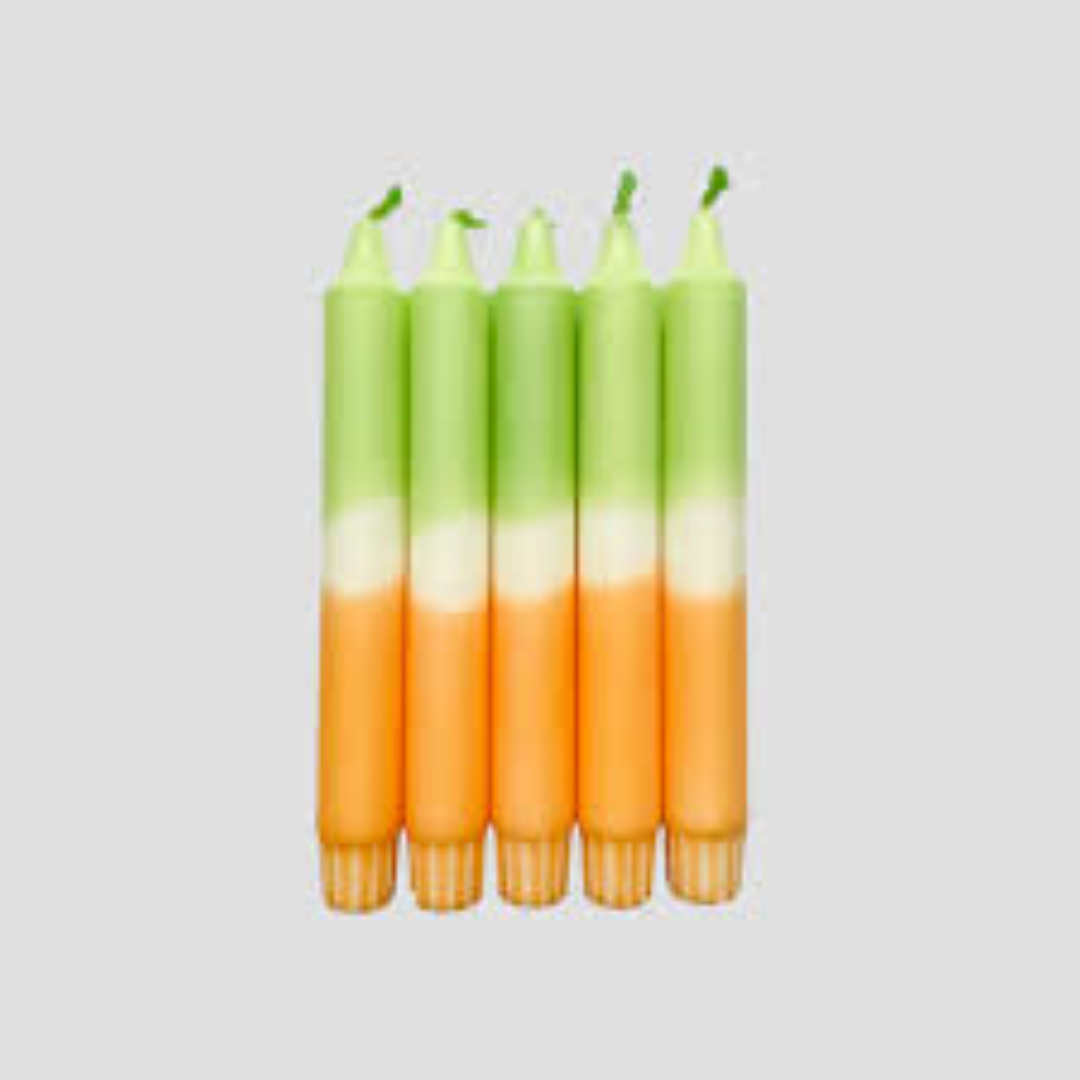 5 ORANGE/GREEN MAKI CANDLE PACK